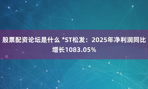 股票配资论坛是什么 *ST松发：2025年净利润同比增长1083.05%