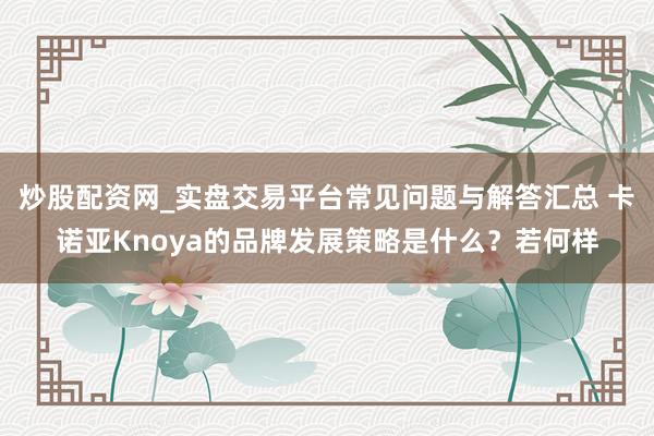 炒股配资网_实盘交易平台常见问题与解答汇总 卡诺亚Knoya的品牌发展策略是什么？若何样